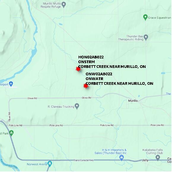 map at zoomlvl 10x10 kilometres for CORBETT CREEK NEAR MURILLO