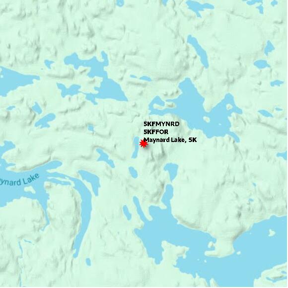 map at zoomlvl 10x10 kilometres for Maynard Lake
