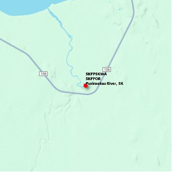 map at zoomlvl 10x10 kilometres for Puskwakau River