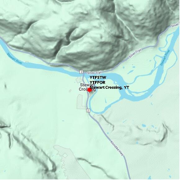 map at zoomlvl 10x10 kilometres for Stewart Crossing