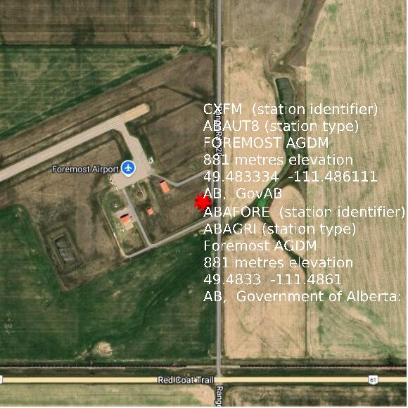 map at zoomlvl 1x1 kilometres for Foremost AGDM