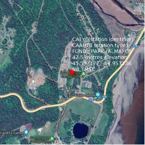 map at zoomlvl 1x1 kilometres for FUNDY PARK (ALMA) CS