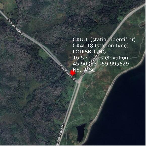 map at zoomlvl 1x1 kilometres for LOUISBOURG