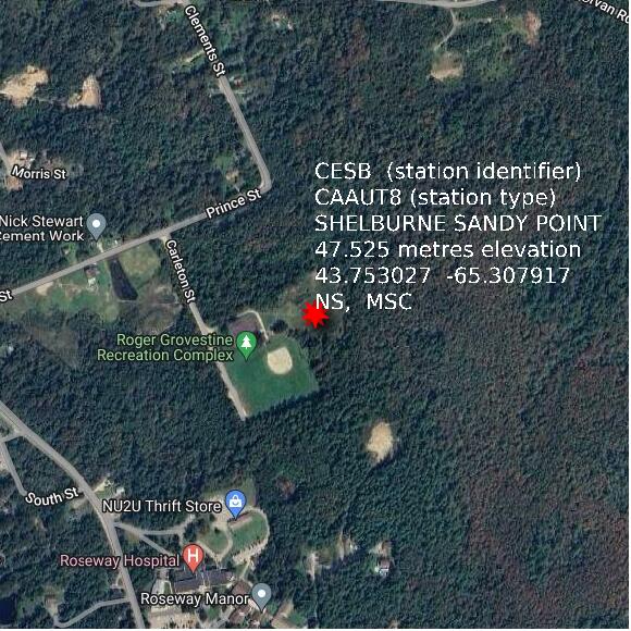 map at zoomlvl 1x1 kilometres for SHELBURNE SANDY POINT