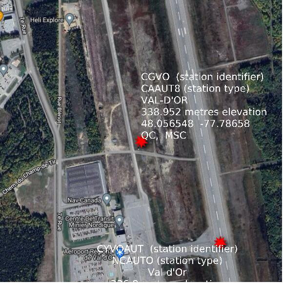 map at zoomlvl 1x1 kilometres for VAL-D'OR