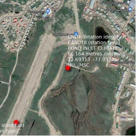 map at zoomlvl 1x1 kilometres for POND INLET CLIMATE