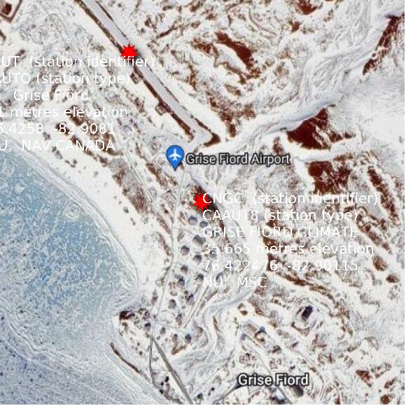 map at zoomlvl 1x1 kilometres for GRISE FIORD CLIMATE