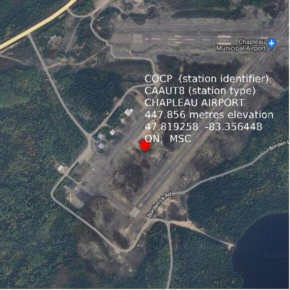 map at zoomlvl 1x1 kilometres for CHAPLEAU AIRPORT