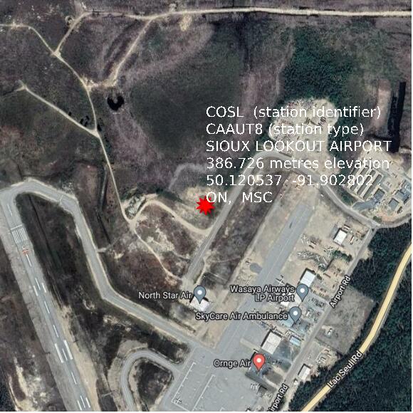 map at zoomlvl 1x1 kilometres for SIOUX LOOKOUT AIRPORT