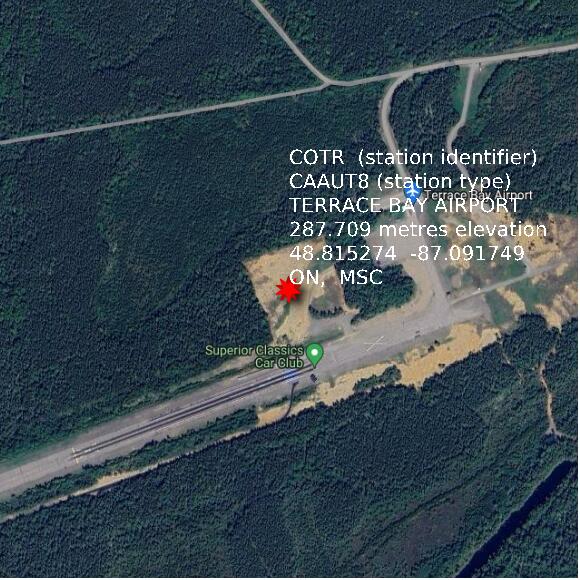 map at zoomlvl 1x1 kilometres for TERRACE BAY AIRPORT