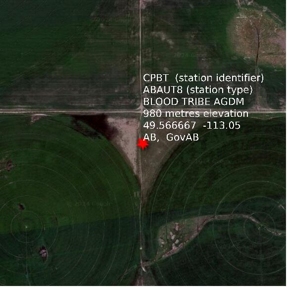 map at zoomlvl 1x1 kilometres for BLOOD TRIBE AGDM