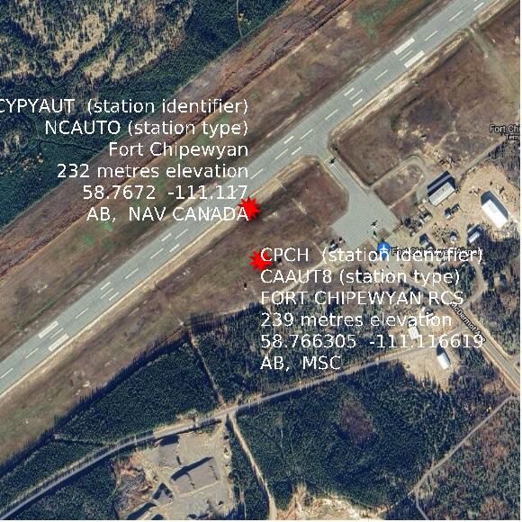 map at zoomlvl 1x1 kilometres for FORT CHIPEWYAN RCS