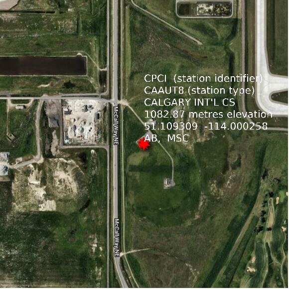 map at zoomlvl 1x1 kilometres for CALGARY INT'L CS