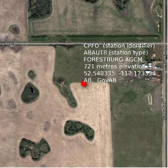 map at zoomlvl 1x1 kilometres for FORESTBURG AGCM