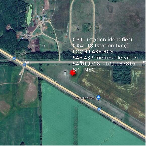 map at zoomlvl 1x1 kilometres for LOON LAKE RCS