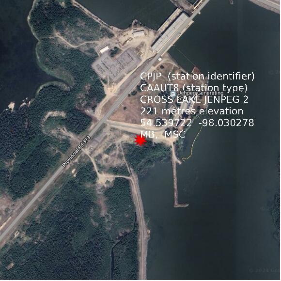 map at zoomlvl 1x1 kilometres for CROSS LAKE JENPEG 2