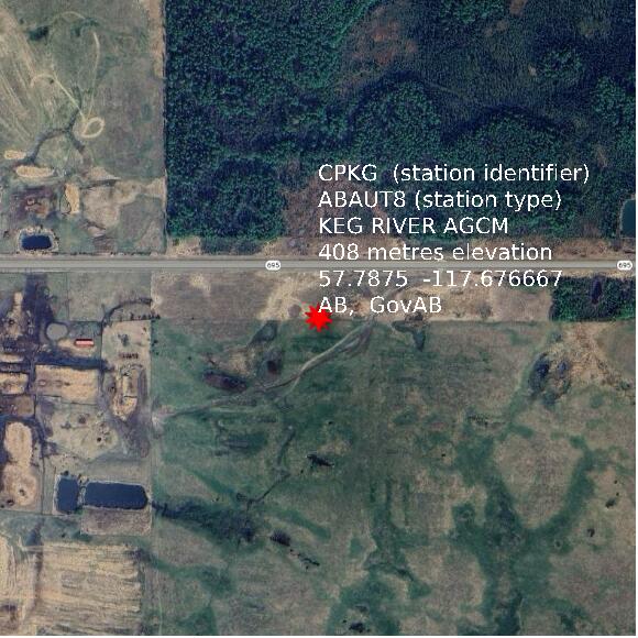 map at zoomlvl 1x1 kilometres for KEG RIVER AGCM