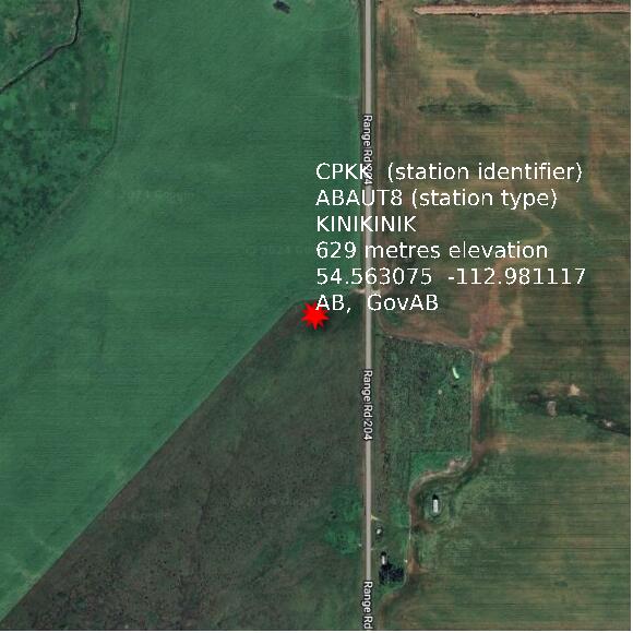 map at zoomlvl 1x1 kilometres for KINIKINIK