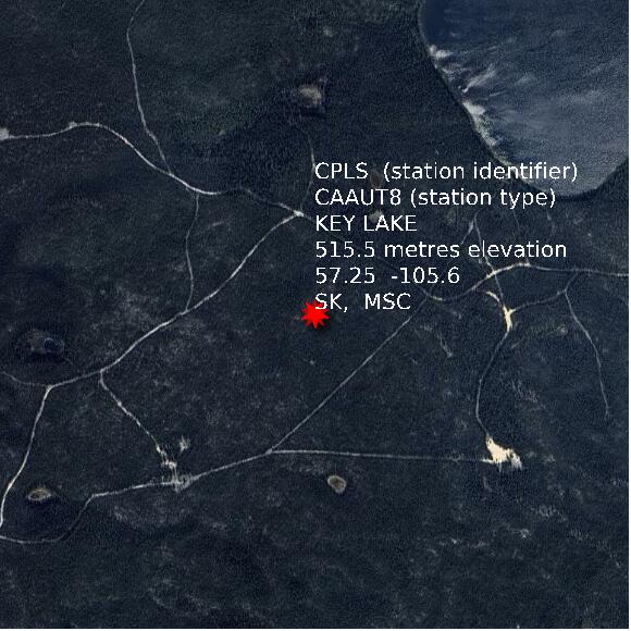 map at zoomlvl 1x1 kilometres for KEY LAKE