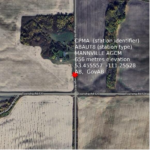 map at zoomlvl 1x1 kilometres for MANNVILLE AGCM