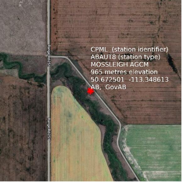map at zoomlvl 1x1 kilometres for MOSSLEIGH AGCM