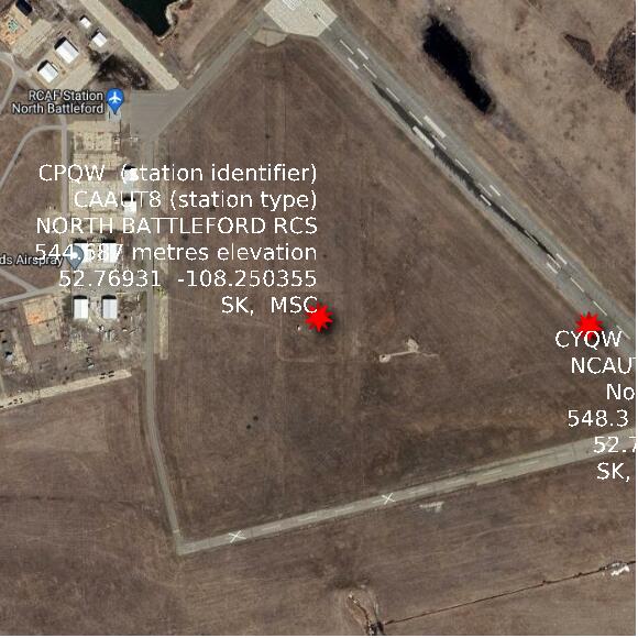 map at zoomlvl 1x1 kilometres for NORTH BATTLEFORD RCS