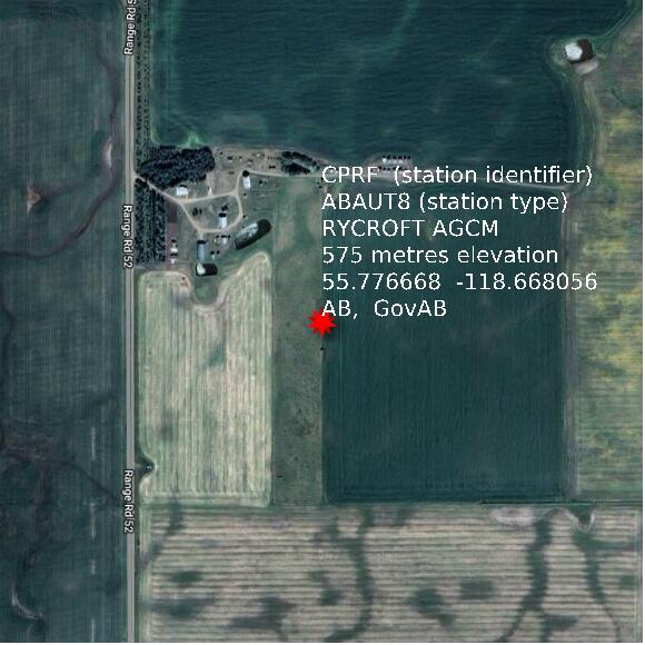 map at zoomlvl 1x1 kilometres for RYCROFT AGCM