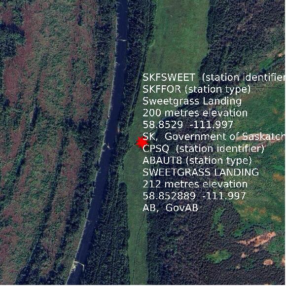 map at zoomlvl 1x1 kilometres for SWEETGRASS LANDING