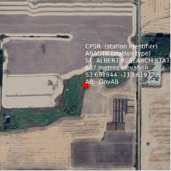 map at zoomlvl 1x1 kilometres for ST. ALBERT RESEARCH STATION