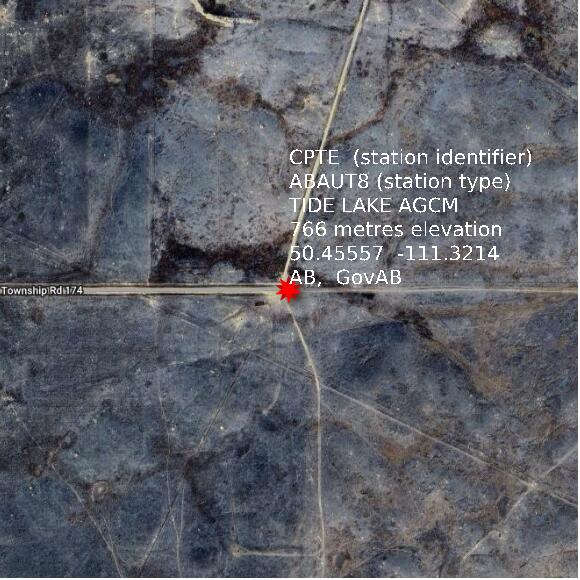 map at zoomlvl 1x1 kilometres for TIDE LAKE AGCM