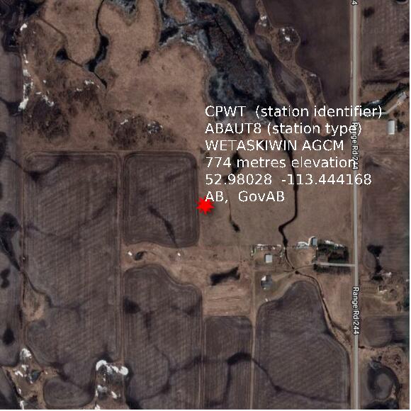 map at zoomlvl 1x1 kilometres for WETASKIWIN AGCM