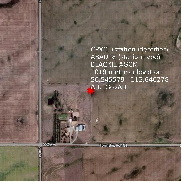 map at zoomlvl 1x1 kilometres for BLACKIE AGCM