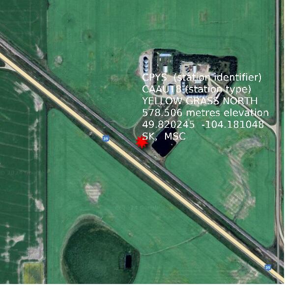 map at zoomlvl 1x1 kilometres for YELLOW GRASS NORTH