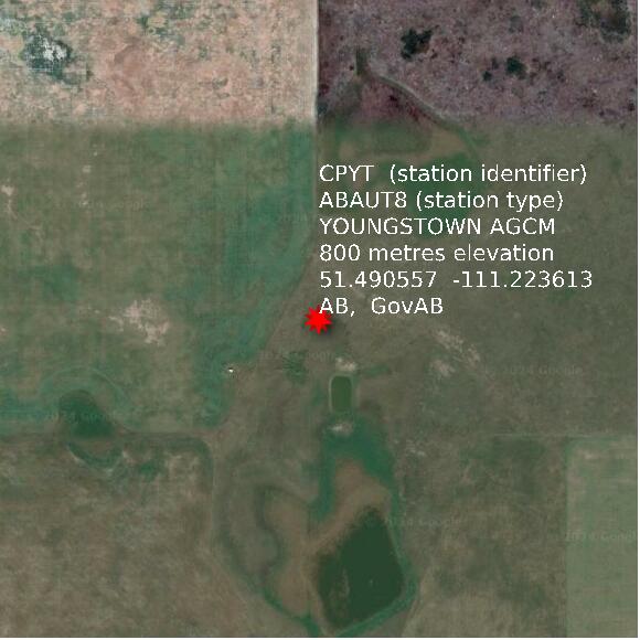 map at zoomlvl 1x1 kilometres for YOUNGSTOWN AGCM