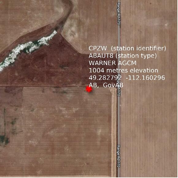 map at zoomlvl 1x1 kilometres for WARNER AGCM