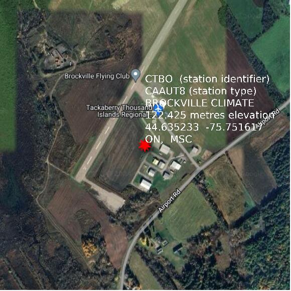 map at zoomlvl 1x1 kilometres for BROCKVILLE CLIMATE