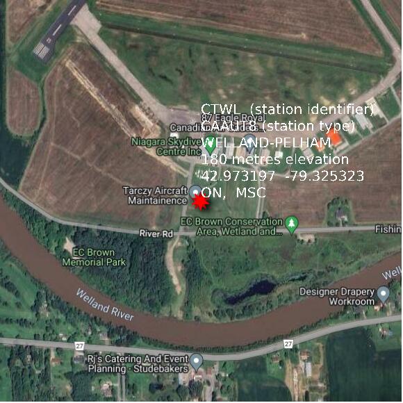 map at zoomlvl 1x1 kilometres for WELLAND-PELHAM