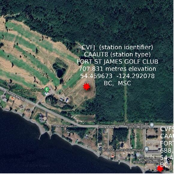 map at zoomlvl 1x1 kilometres for FORT ST JAMES GOLF CLUB