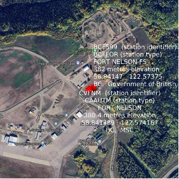 map at zoomlvl 1x1 kilometres for FORT NELSON