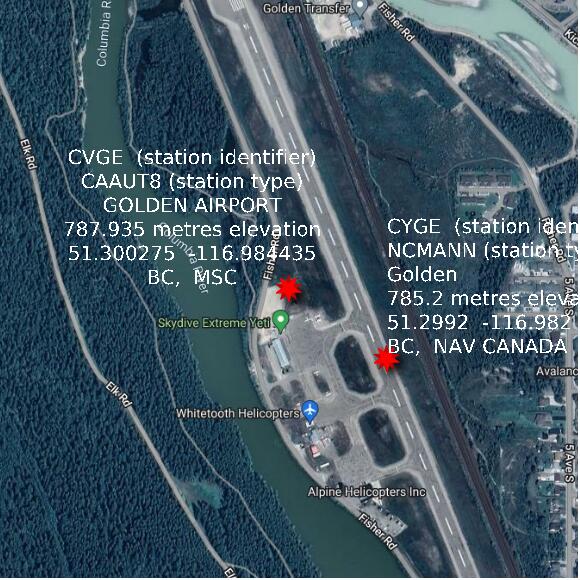 map at zoomlvl 1x1 kilometres for GOLDEN AIRPORT