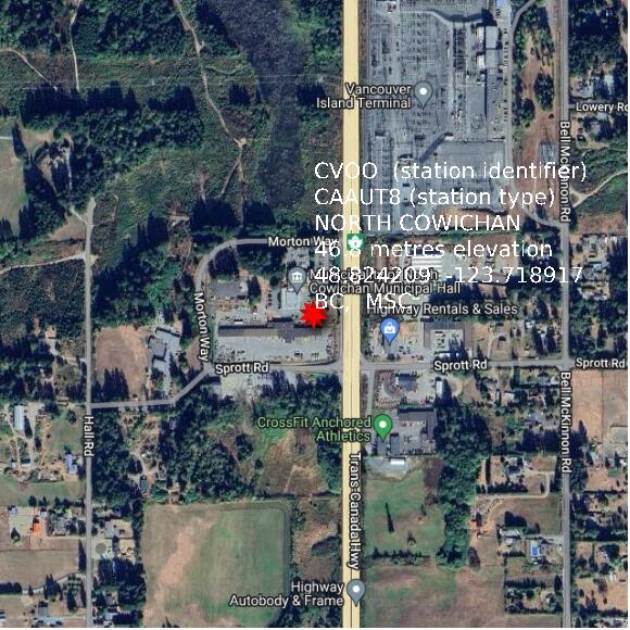 map at zoomlvl 1x1 kilometres for NORTH COWICHAN