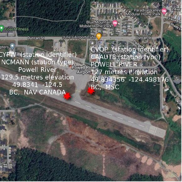 map at zoomlvl 1x1 kilometres for POWELL RIVER
