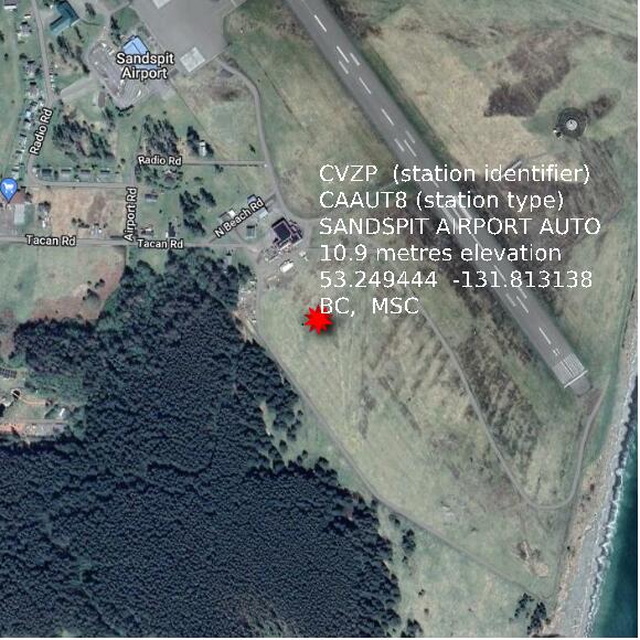 map at zoomlvl 1x1 kilometres for SANDSPIT AIRPORT AUTO