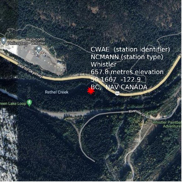 map at zoomlvl 1x1 kilometres for Whistler