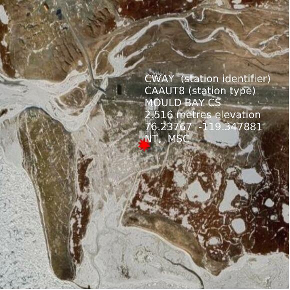 map at zoomlvl 1x1 kilometres for MOULD BAY CS