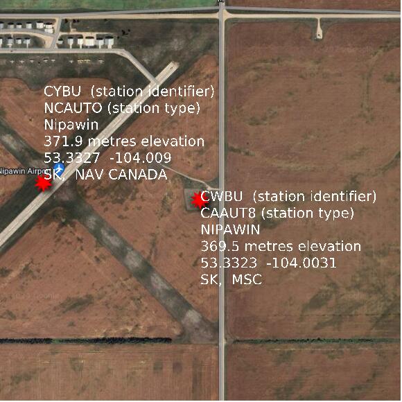 map at zoomlvl 1x1 kilometres for NIPAWIN