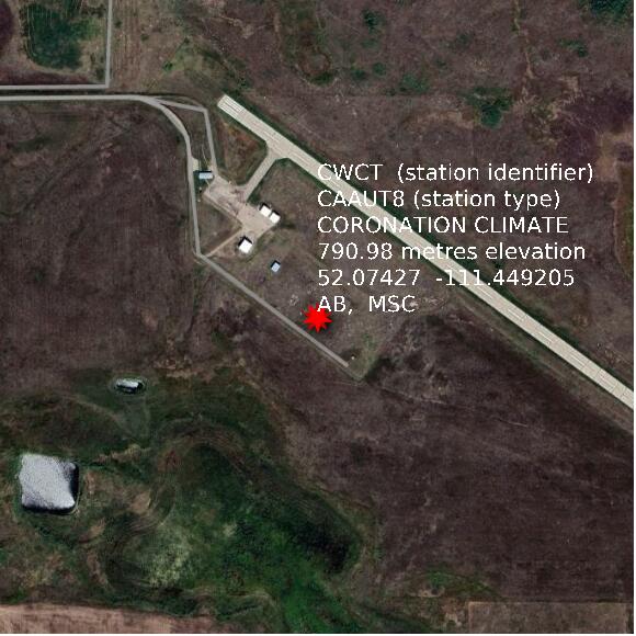 map at zoomlvl 1x1 kilometres for CORONATION CLIMATE