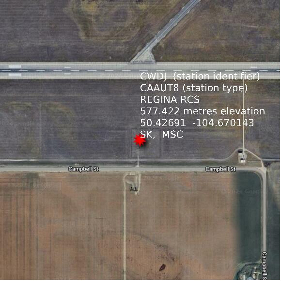 map at zoomlvl 1x1 kilometres for REGINA RCS