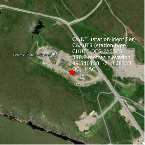 map at zoomlvl 1x1 kilometres for CHUTE-DES-PASSES