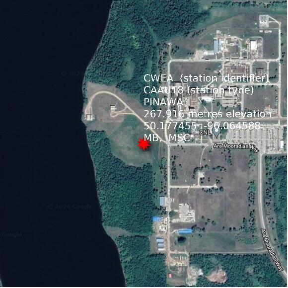 map at zoomlvl 1x1 kilometres for PINAWA